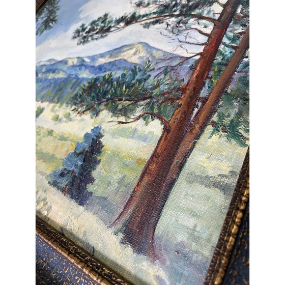 Vintage Mountains Wooded Landscape Oil Painting Framed 12"x16" Signed - Picture 9 of 12